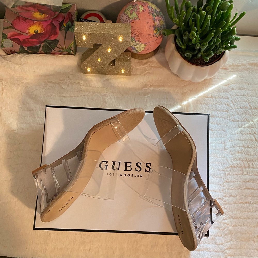 Guess Clear Double Strap Wedges *New
